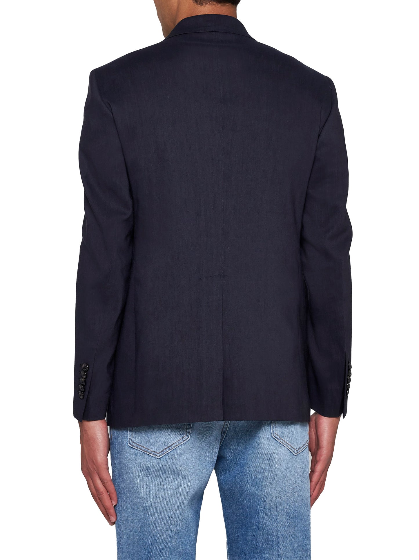 Linen and wool-blend double-breasted blazer