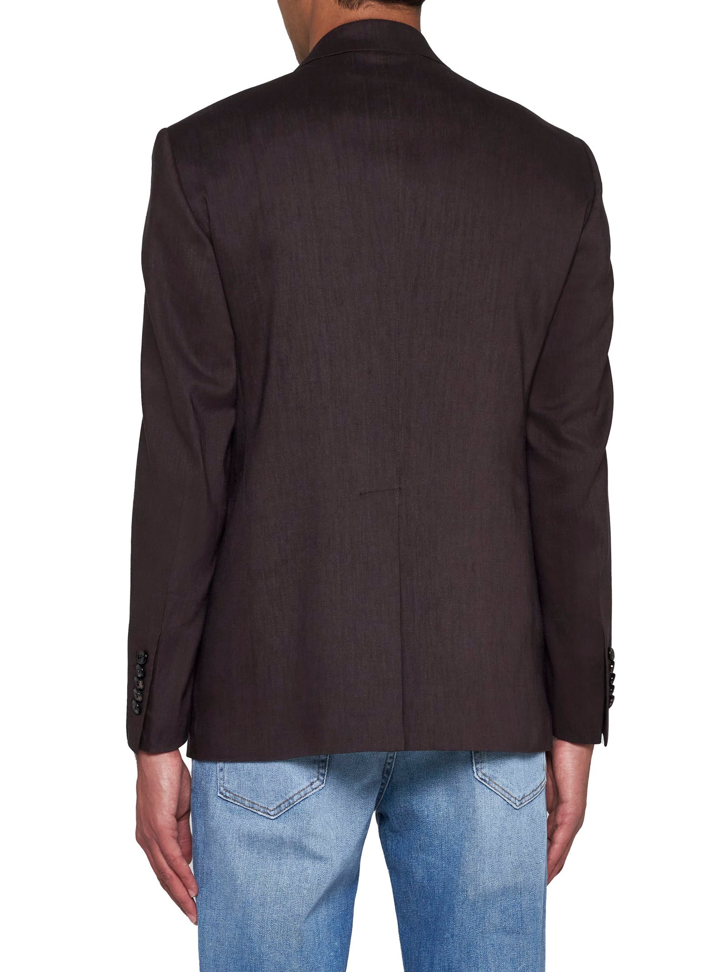 Linen and wool-blend double-breasted blazer