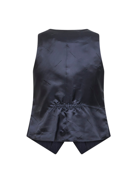Gilet Giselle in lana vergine gessata blu