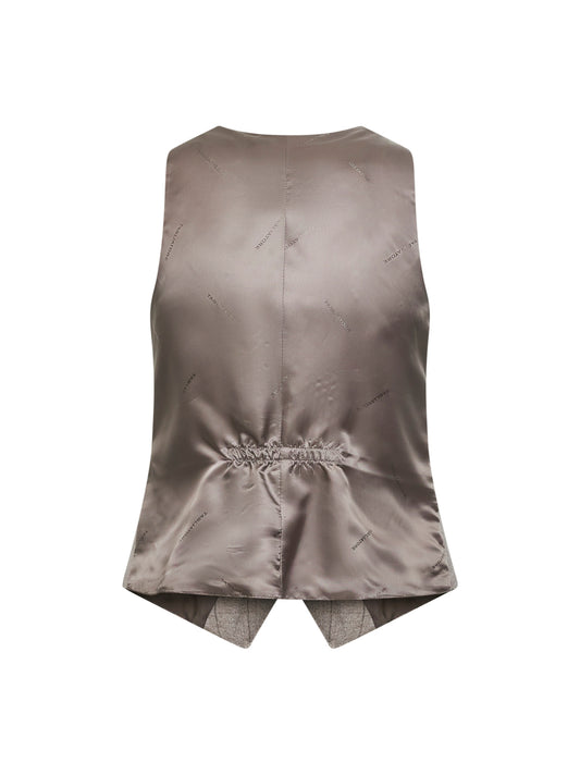 Gilet Giselle in lana vergine gessata beige
