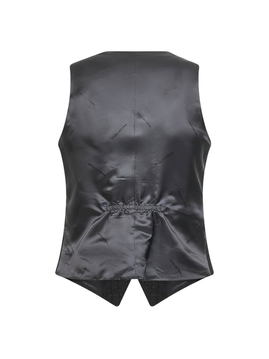 Gilet Giselle gessato con micro paillettes grigio