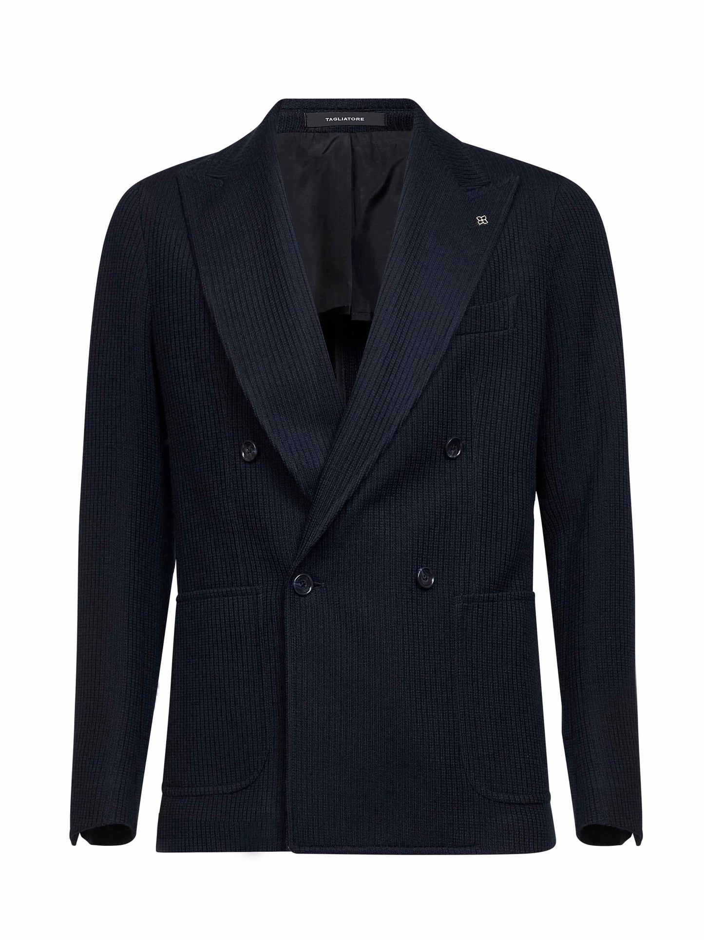 Blue barré jersey double-breasted balzer