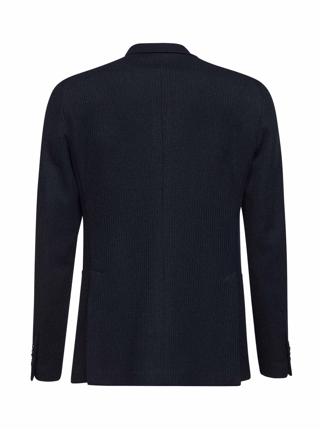 Blue barré jersey double-breasted balzer