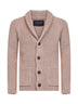 Taupe stretch merino wool knit cardigan