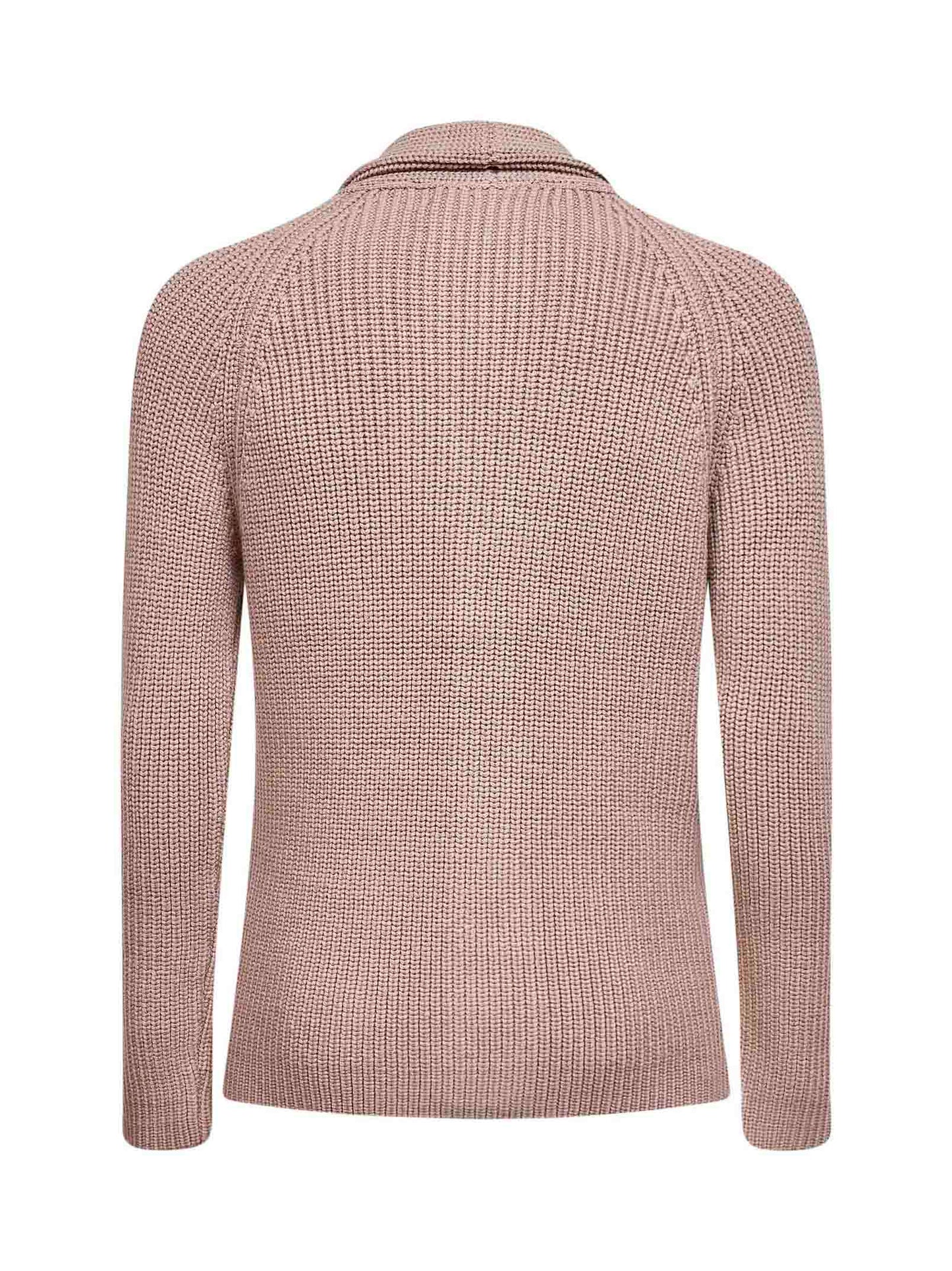 Taupe stretch merino wool knit cardigan