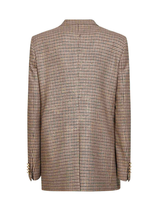 Brown houndstooth wool blend Bertha blazer