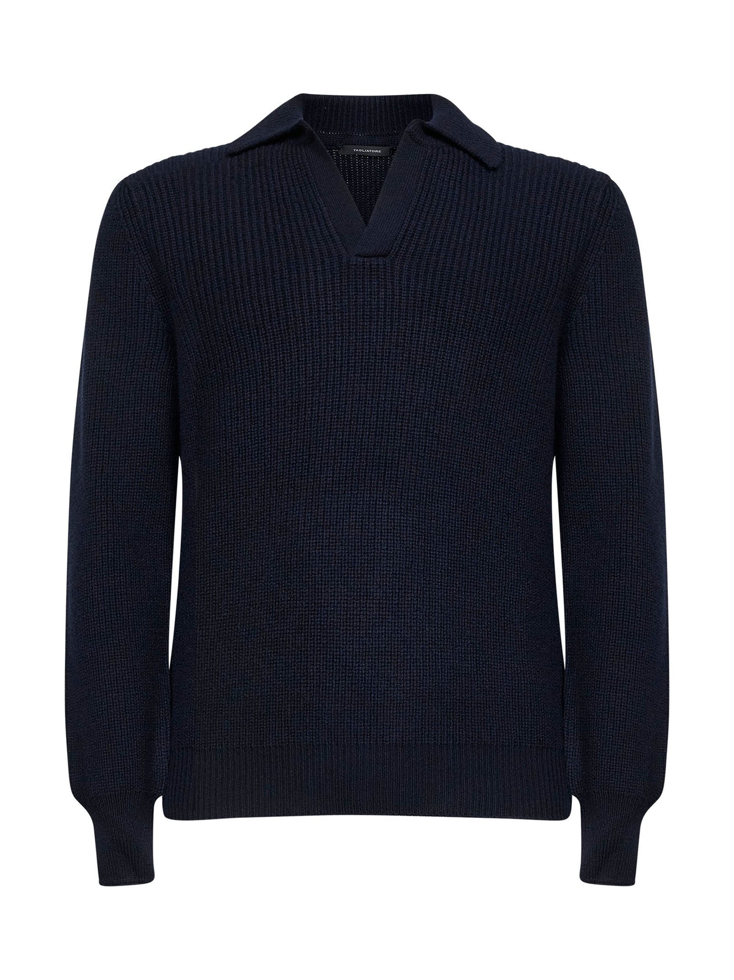 Polo in maglia di lana vergine blu