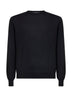 Black virgin wool knit crewneck sweater