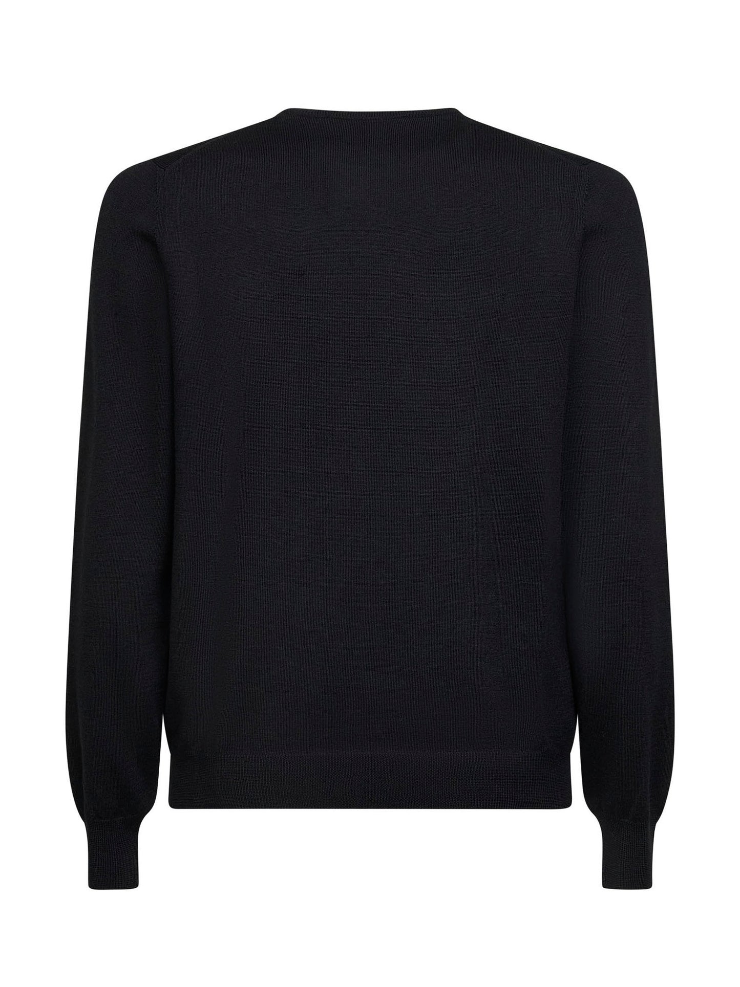 Black virgin wool knit crewneck sweater