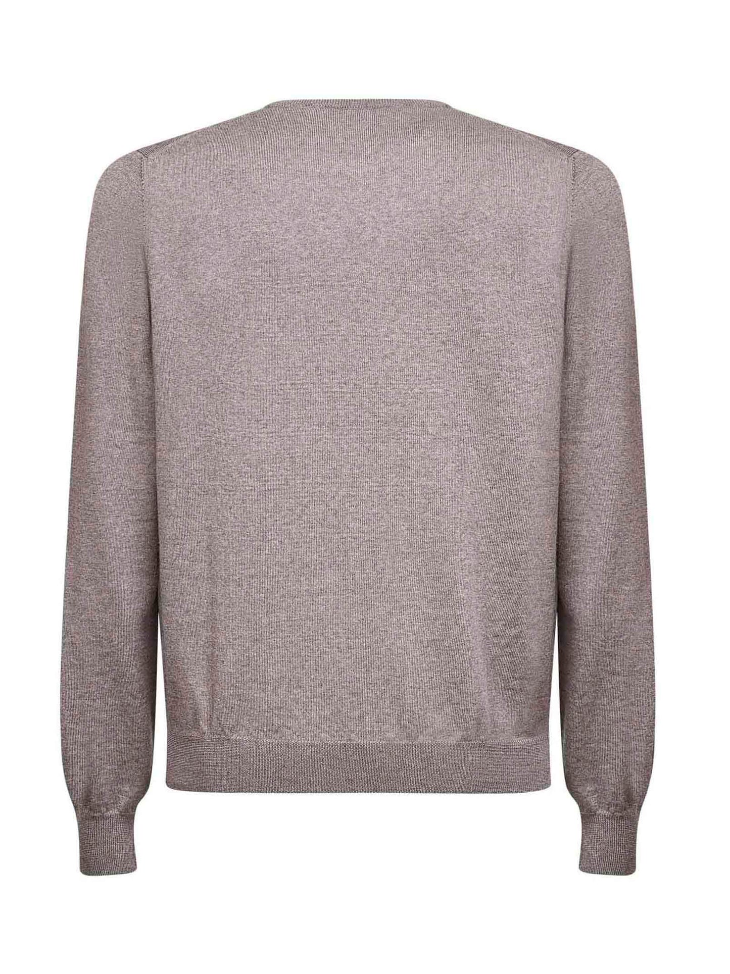 Clay virgin wool knit crewneck sweater<BR/>