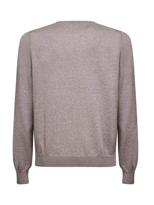 Clay virgin wool knit crewneck sweater<BR/>
