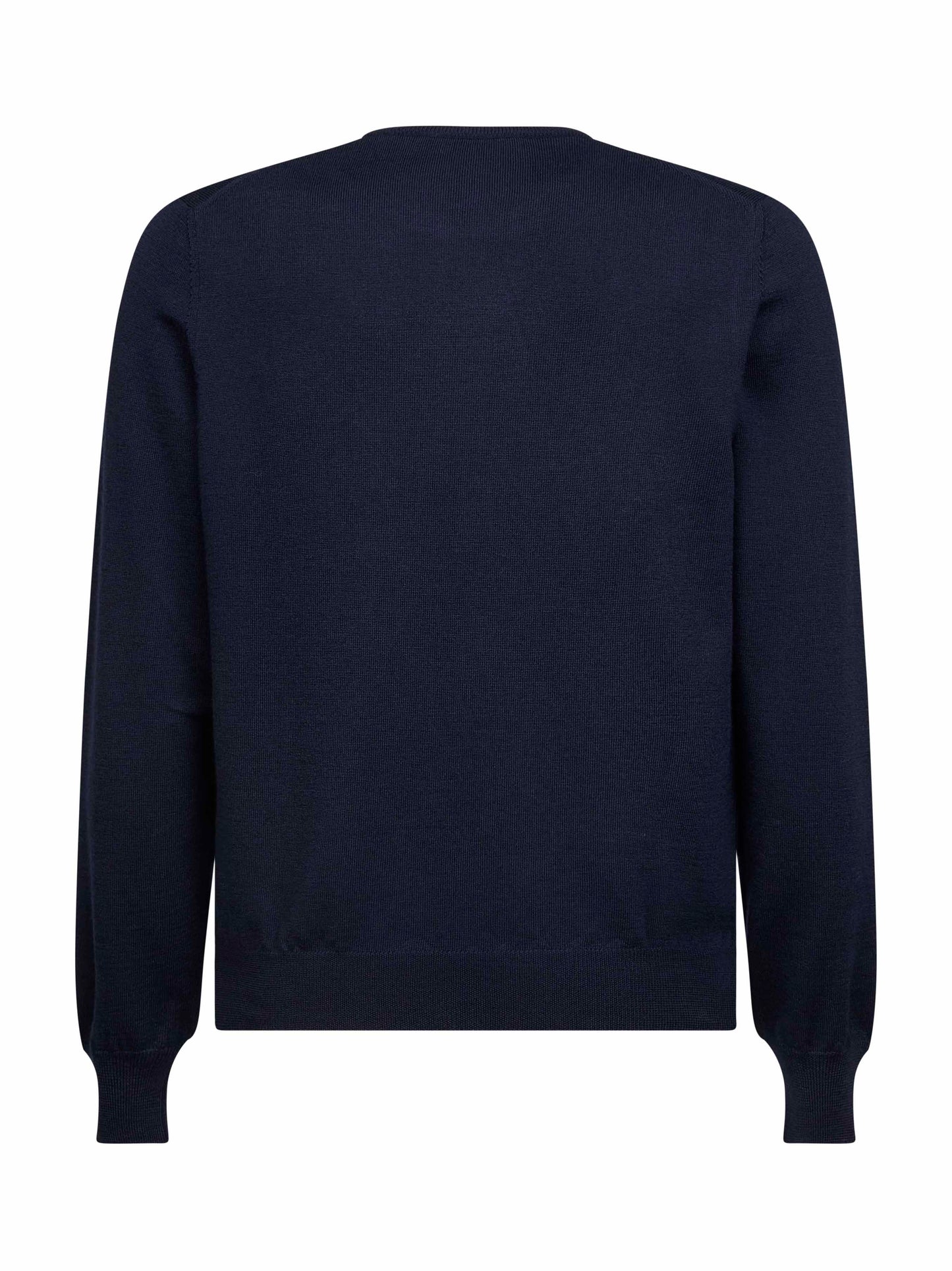 Blue virgin wool knit crewneck sweater<BR/>
