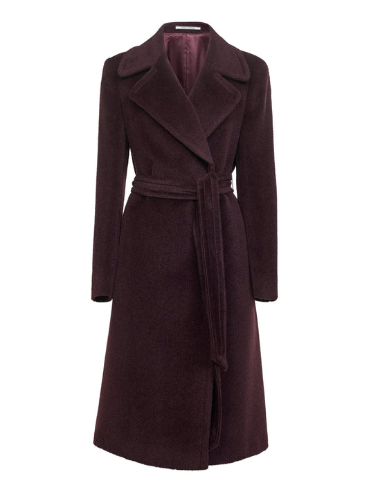 Burgundy alpaca and wool Molly wrap coat