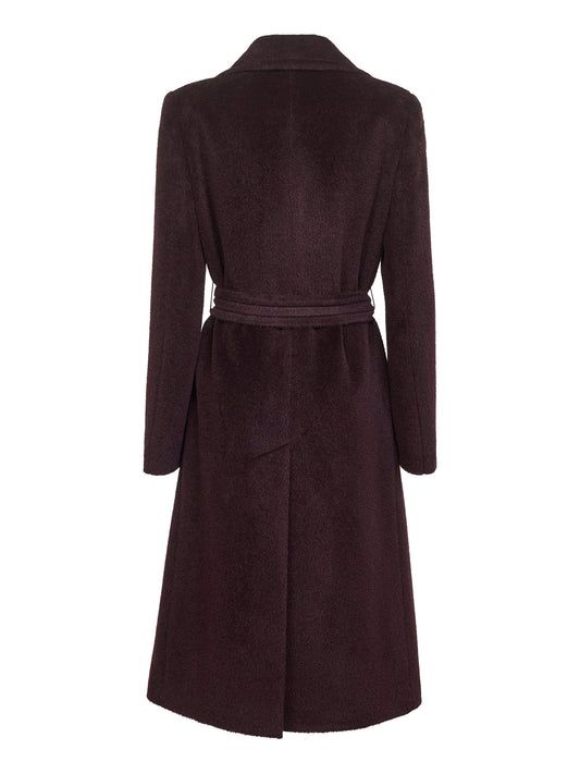 Burgundy alpaca and wool Molly wrap coat