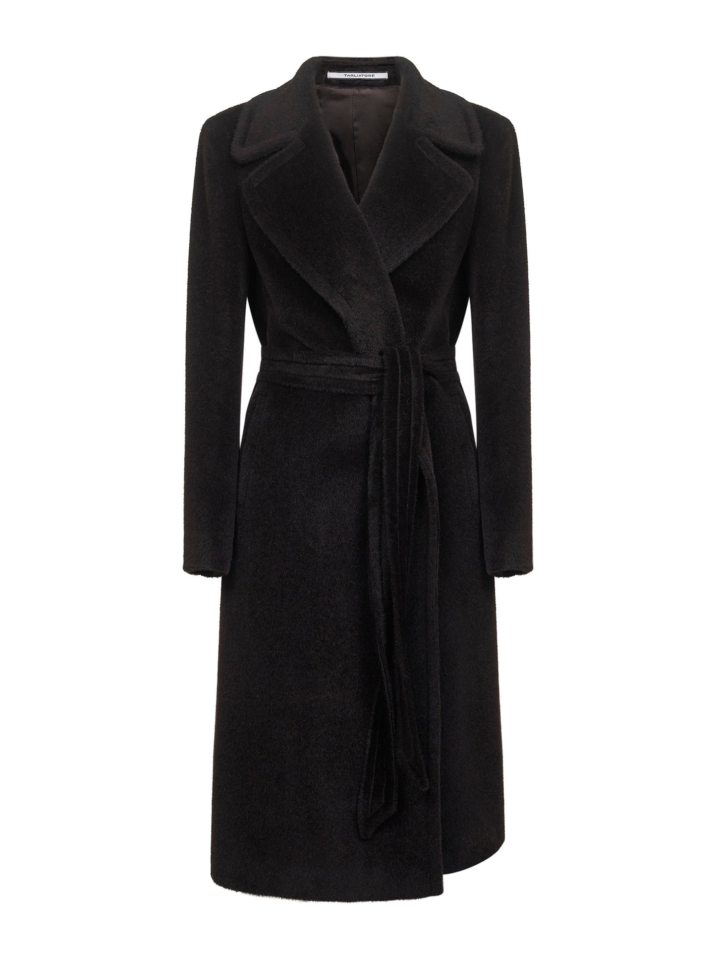 Brown alpaca and wool Molly wrap coat