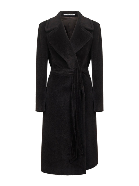 Brown alpaca and wool Molly wrap coat