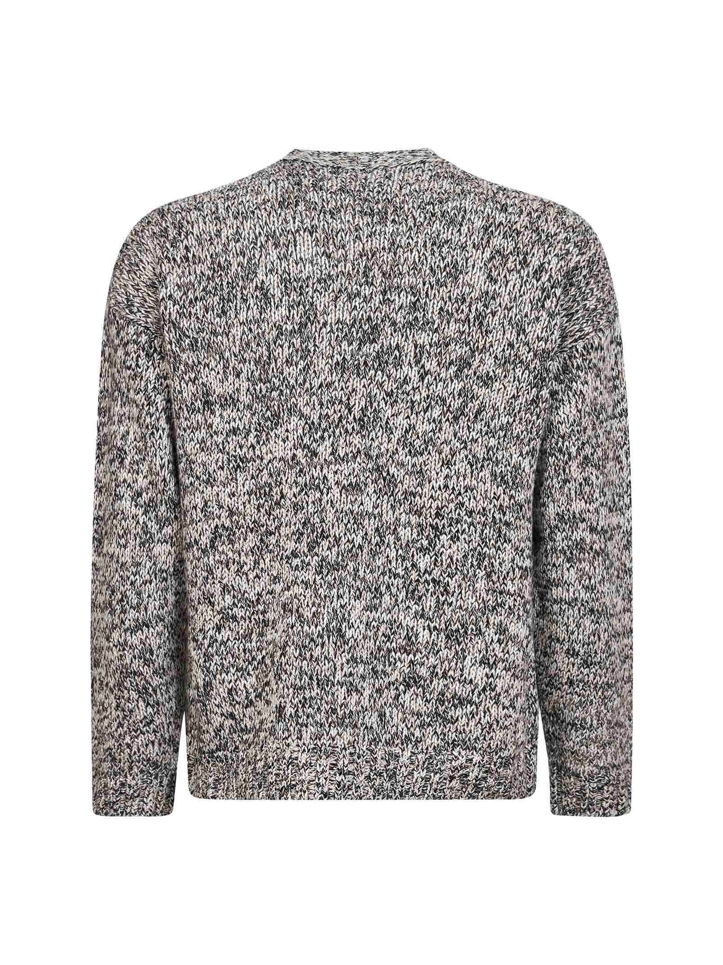 Two-tone melange virgin wool cardigan