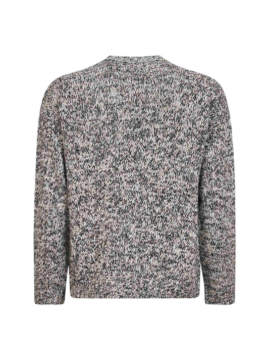 Two-tone melange virgin wool cardigan