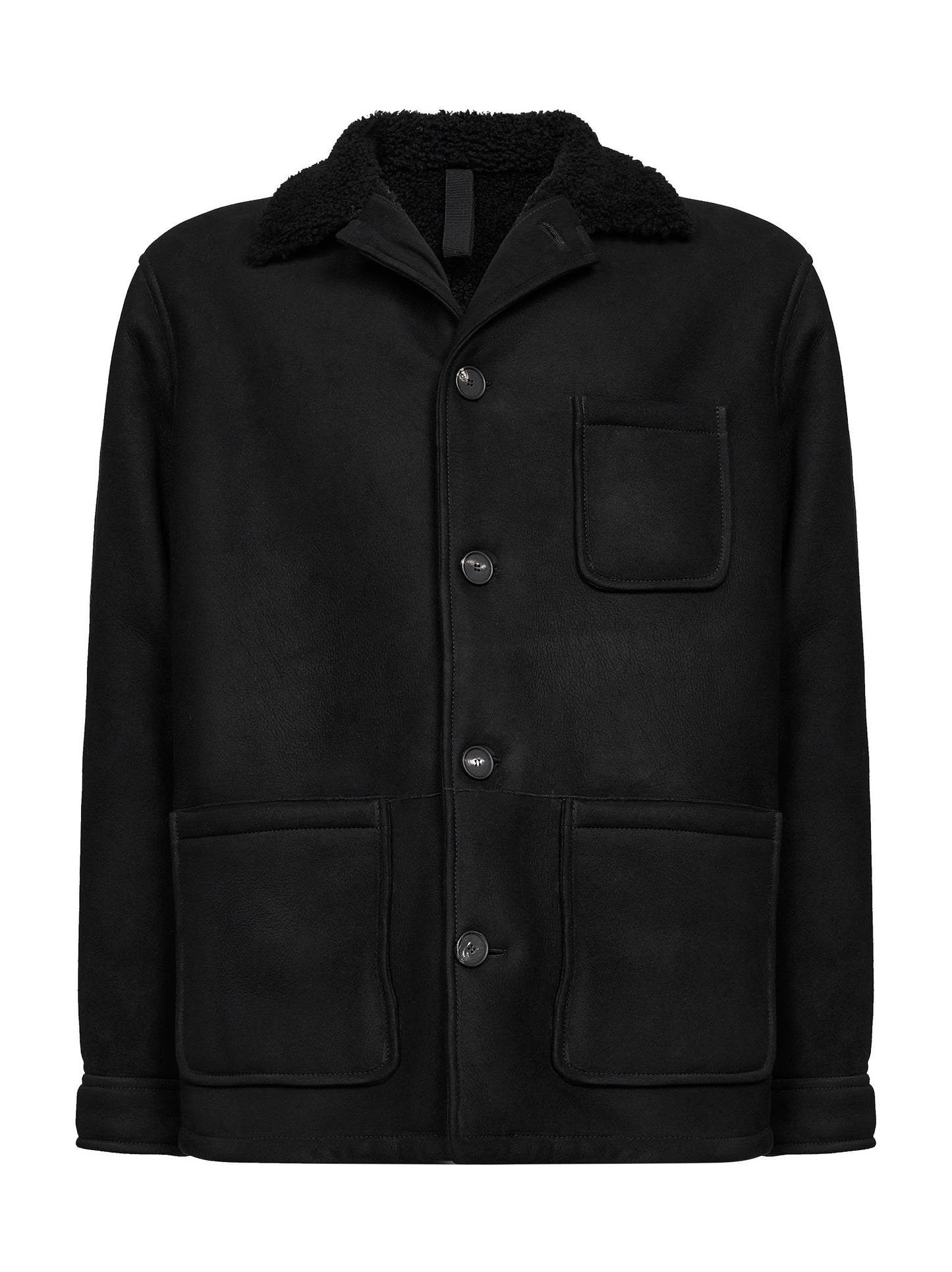 Black lamb shearling jacket