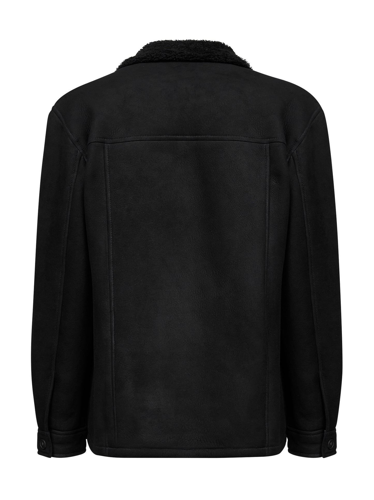Black lamb shearling jacket