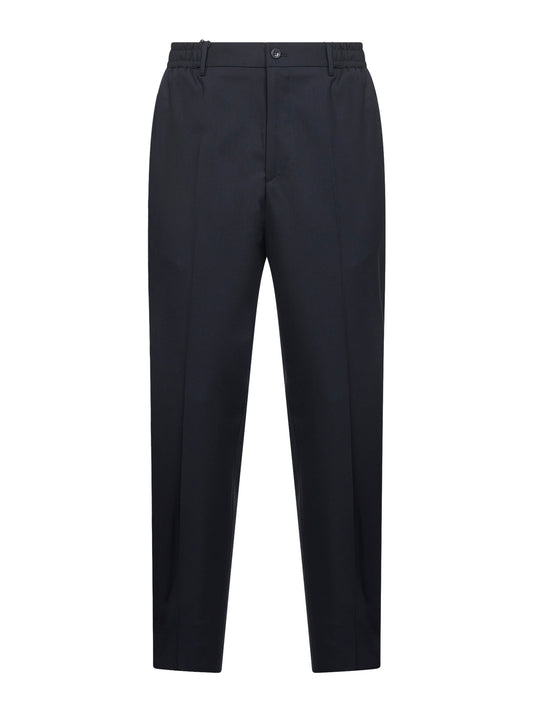 Pantaloni Garcon in misto lana vergine stretch blu