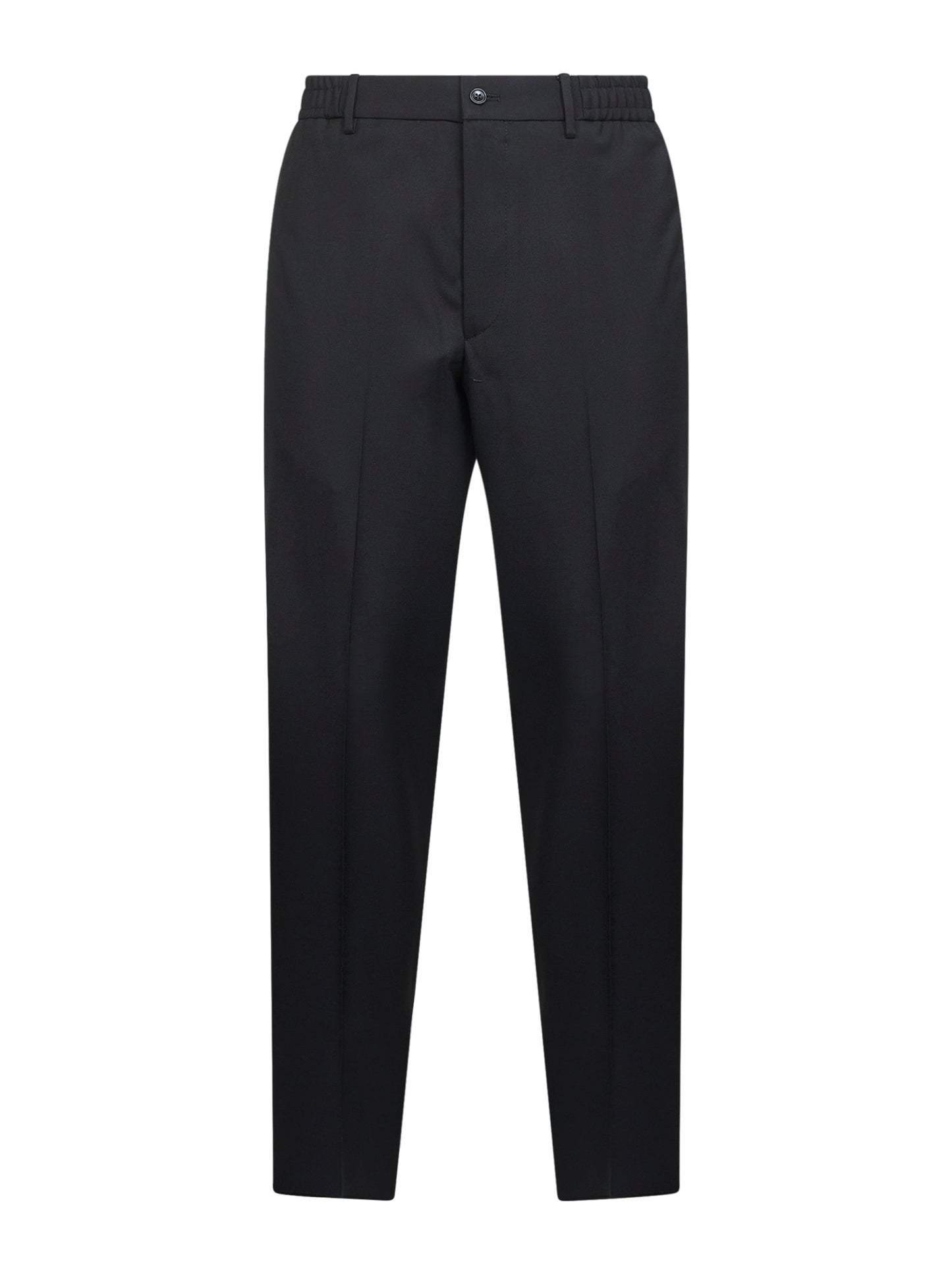 Black stretch virgin wool blend Garcon trousers<BR/>