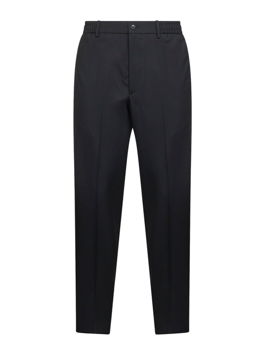 Pantaloni Garcon in misto lana vergine stretch nero