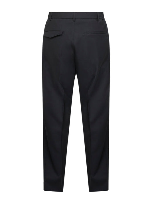 Pantaloni Garcon in misto lana vergine stretch nero