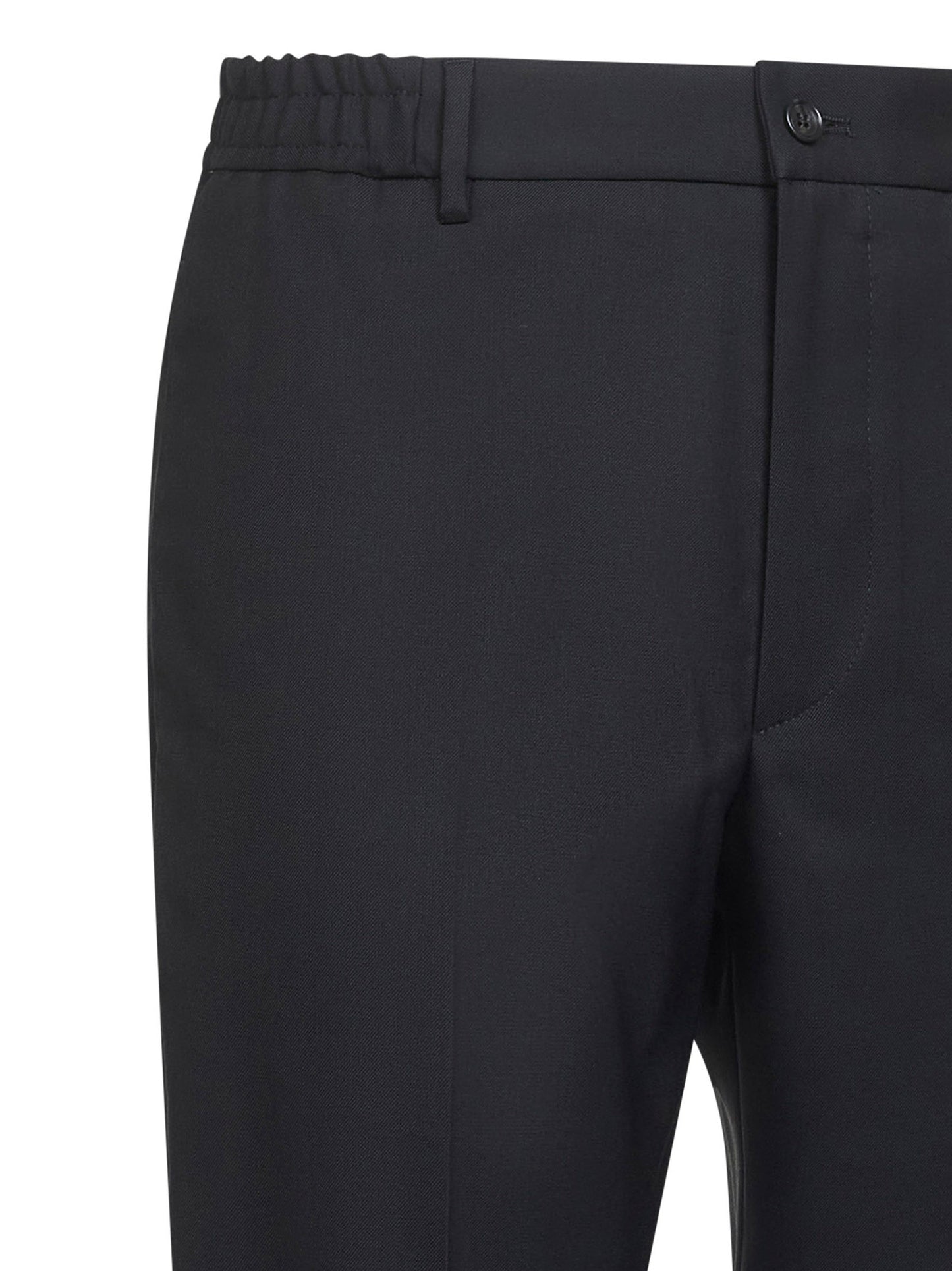 Black stretch virgin wool blend Garcon trousers<BR/>