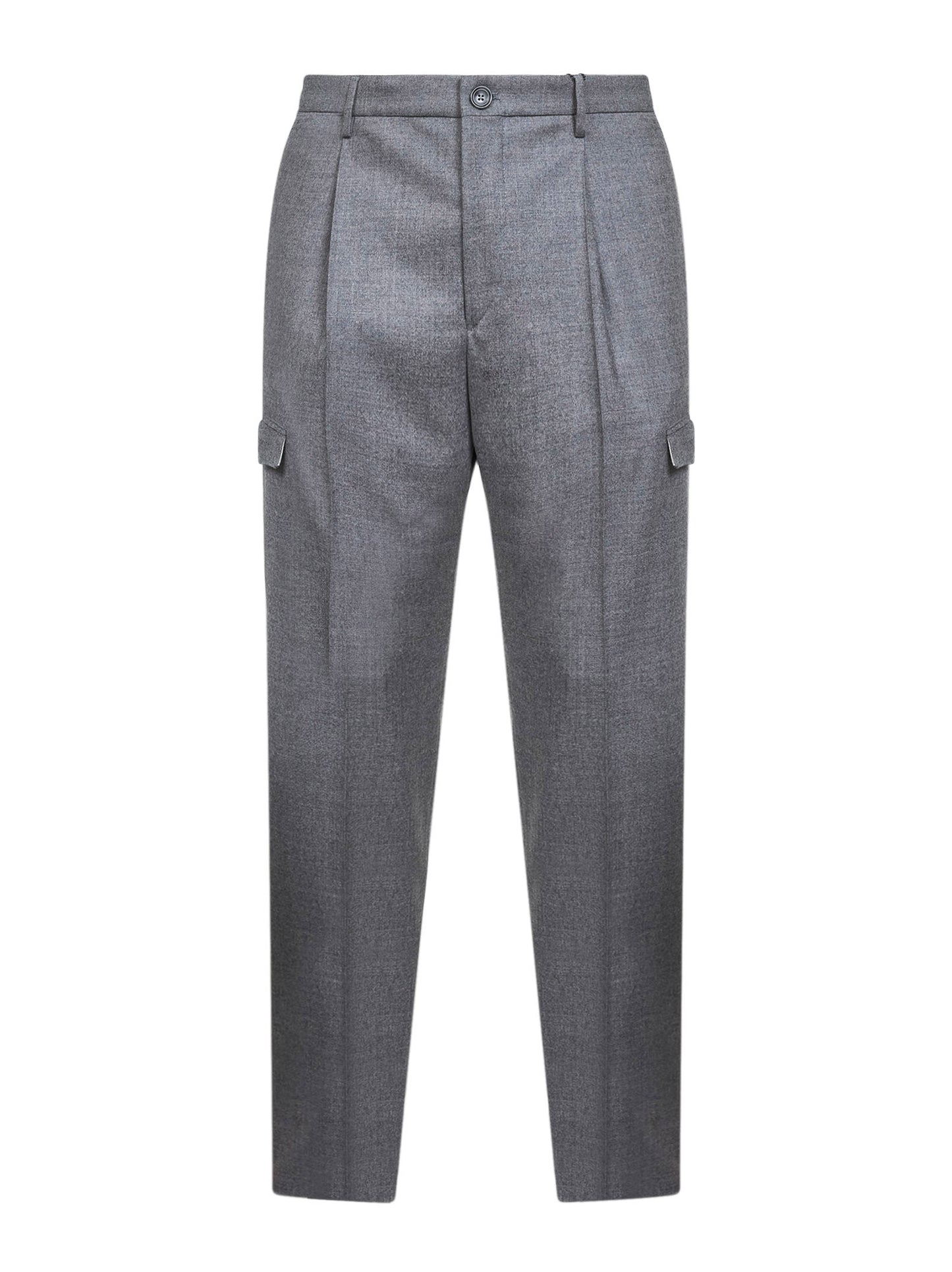 Grey stretch virgin wool Lang cargo trousers