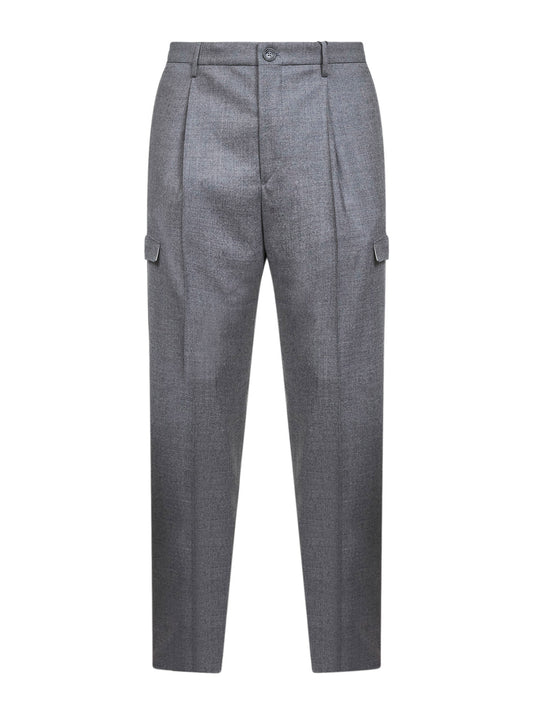 Pantaloni cargo Lang in lana vergine stretch grigia