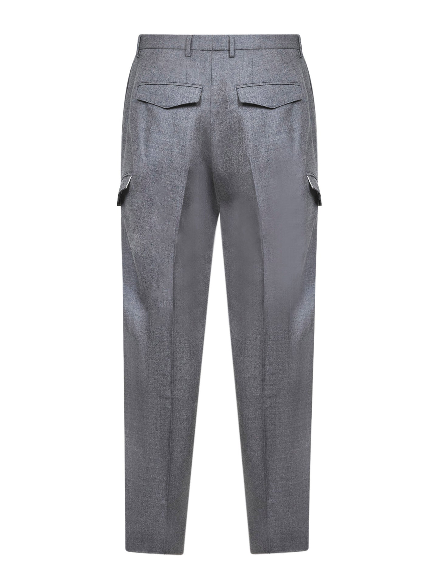 Grey stretch virgin wool Lang cargo trousers