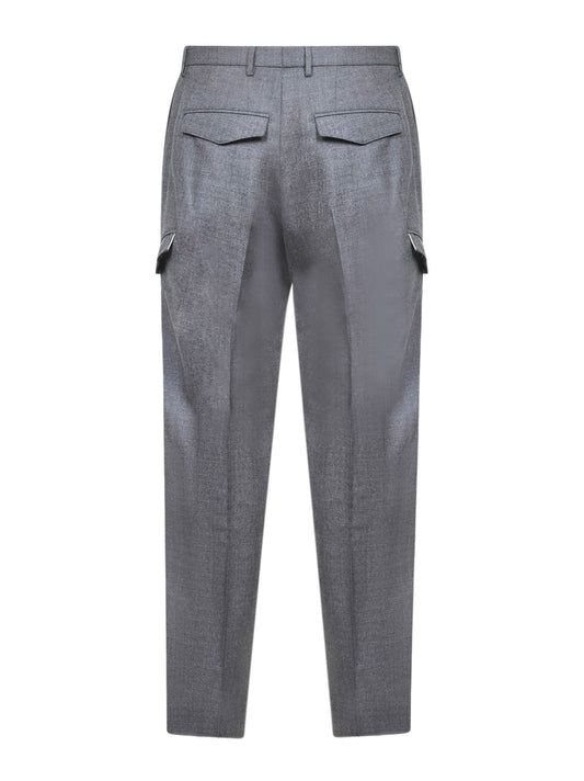 Pantaloni cargo Lang in lana vergine stretch grigia