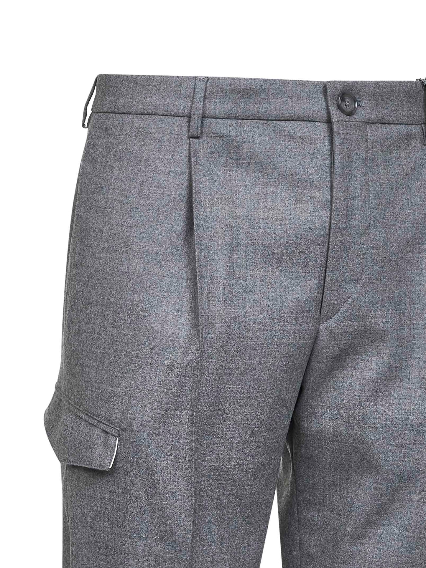 Grey stretch virgin wool Lang cargo trousers