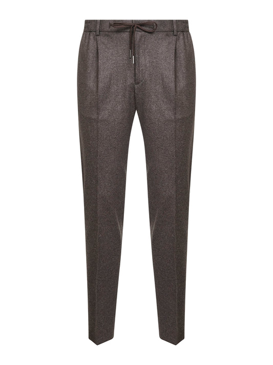 Pantaloni Newman in misto lana marrone