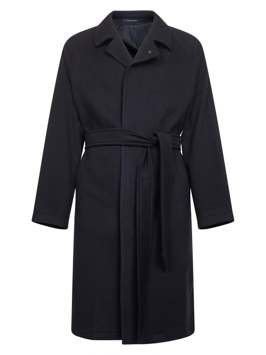 Blue wool and cashmere Salomons wrap coat