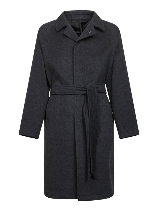 Grey wool and cashmere Salomons wrap coat