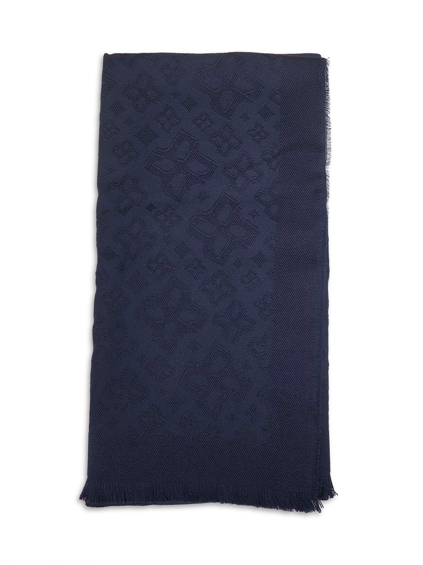 Sciarpa in lana vergine jacquard blu con logo