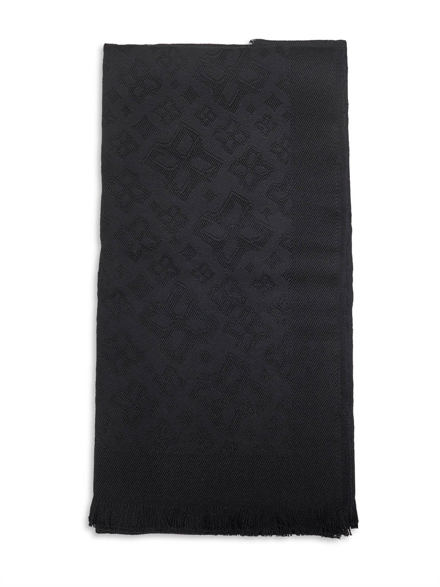 Sciarpa in lana vergine jacquard nera con logo