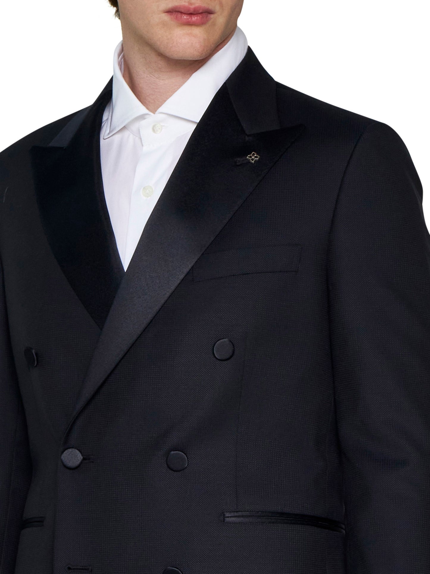 Double-breasted wool and mohair tuxedo
