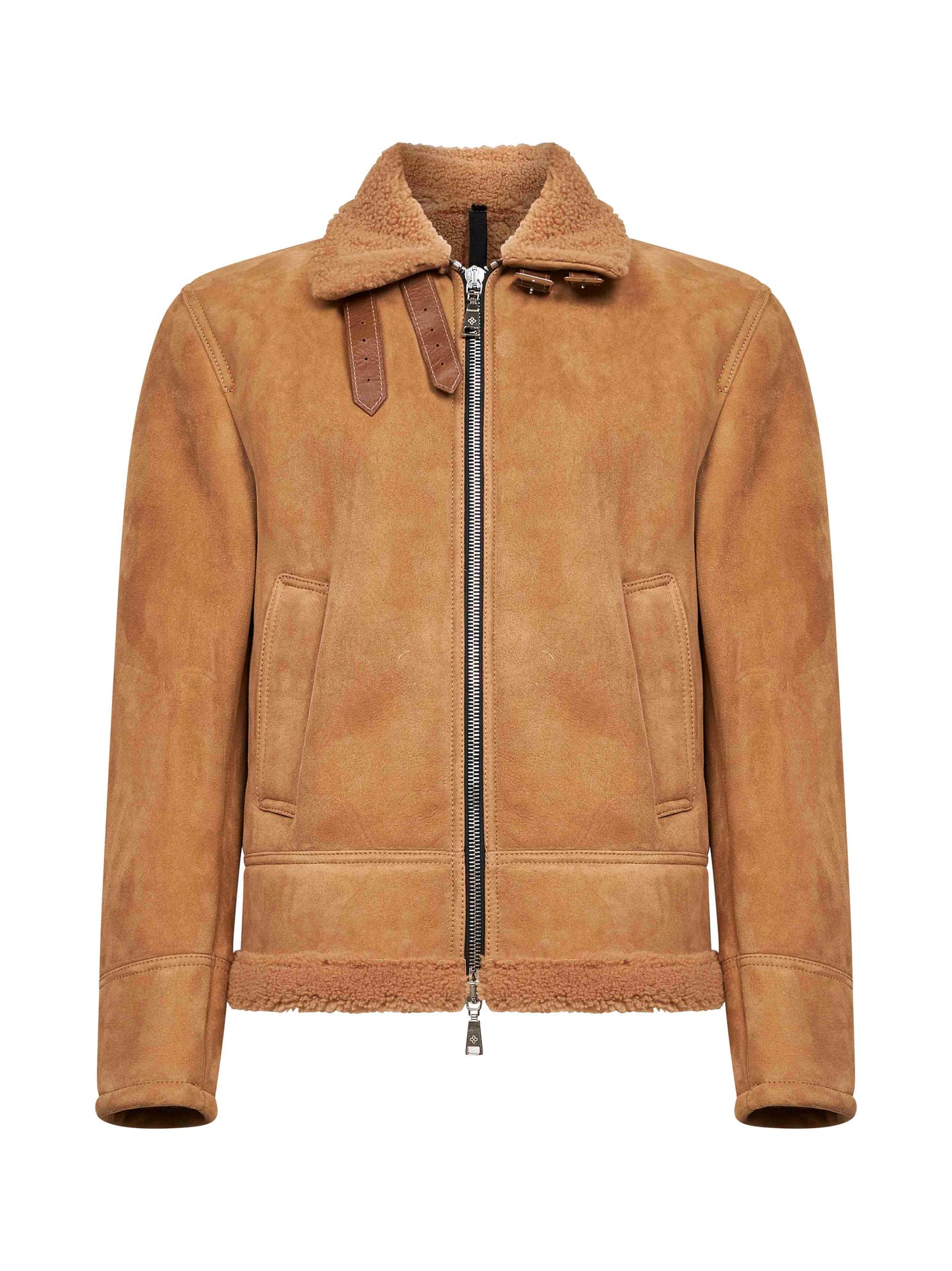 Beige lamb shearling aviator jacket
