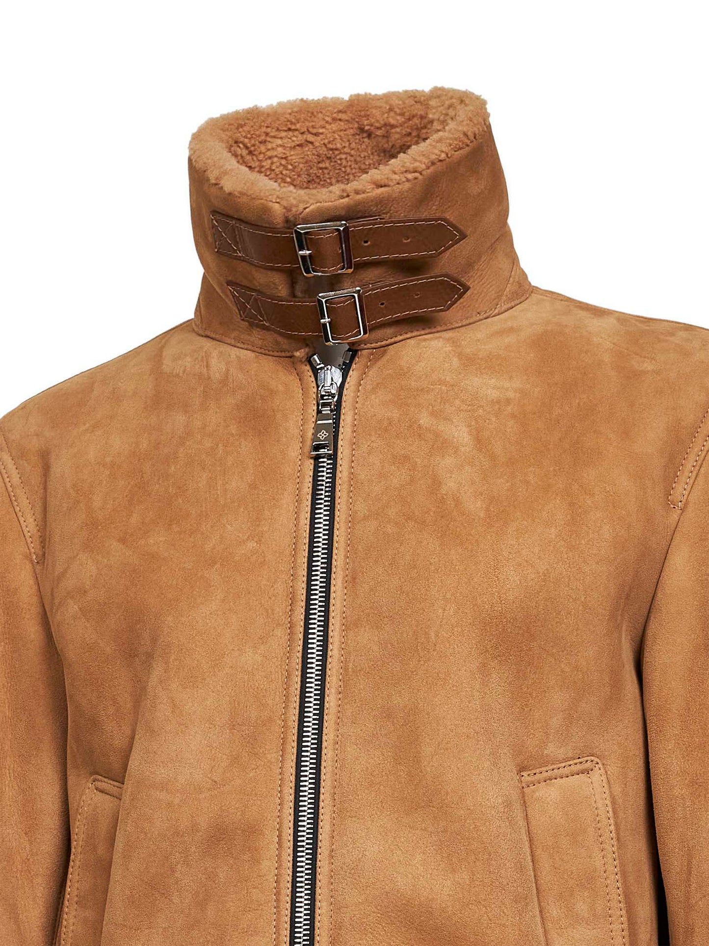 Beige lamb shearling aviator jacket