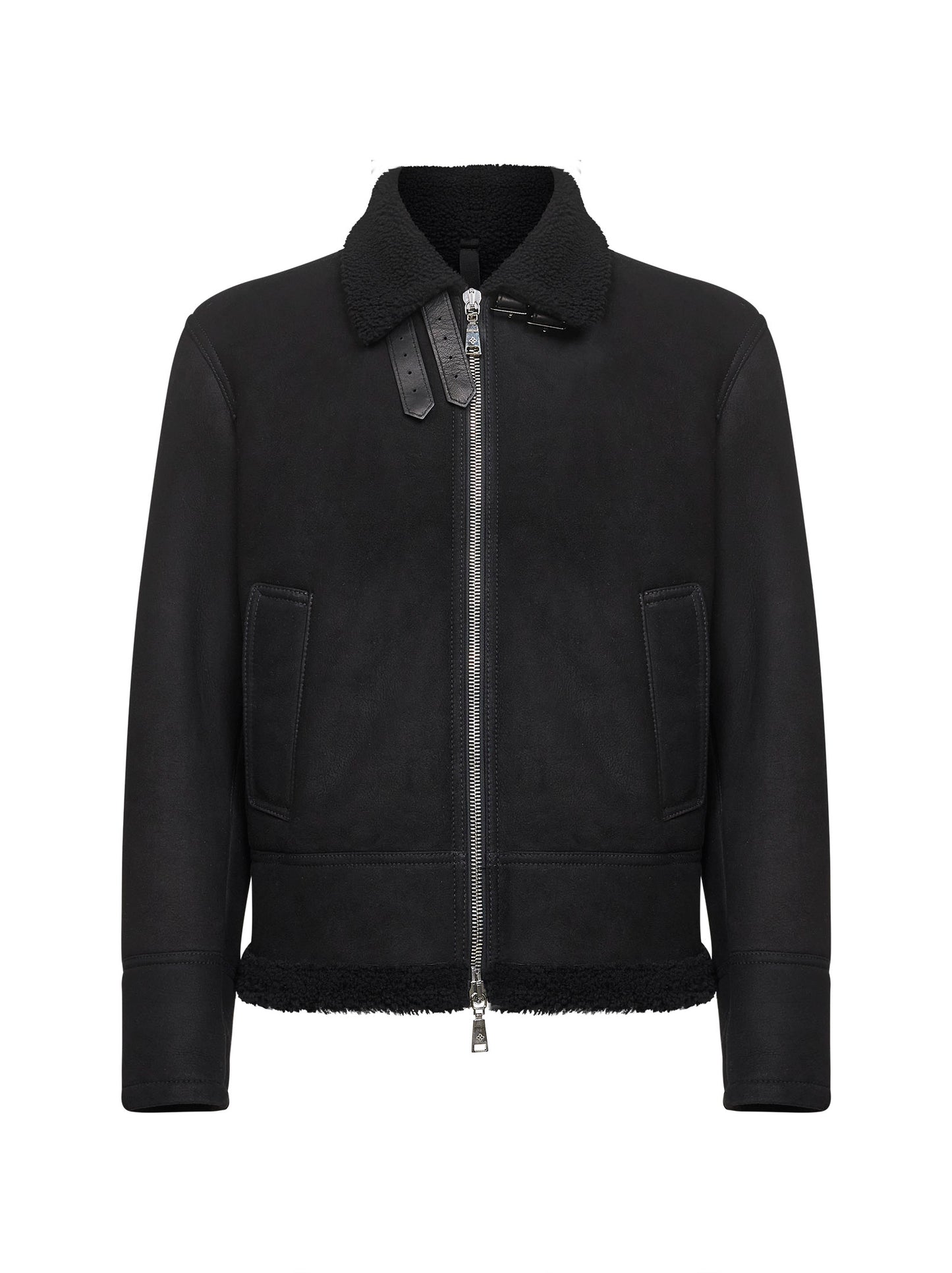 Black sheepskin Steele aviator jacket