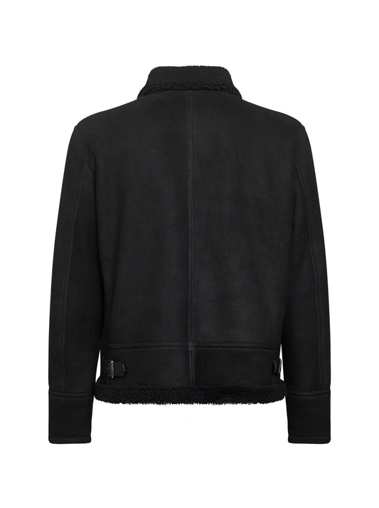 Black sheepskin Steele aviator jacket