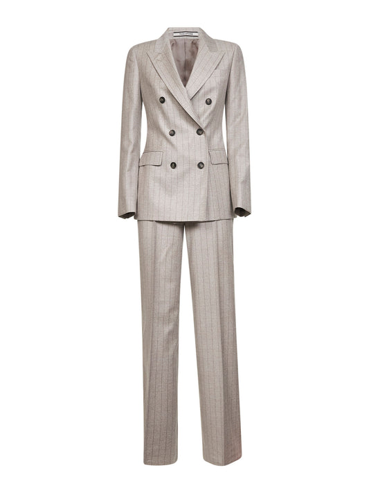 Abito Parigi in lana vergine gessata beige