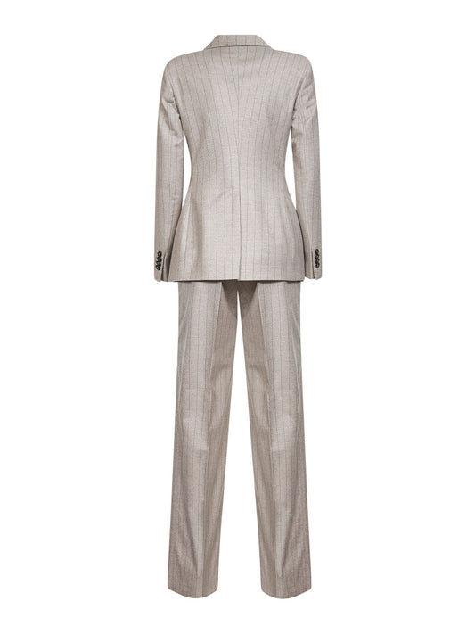 Abito Parigi in lana vergine gessata beige