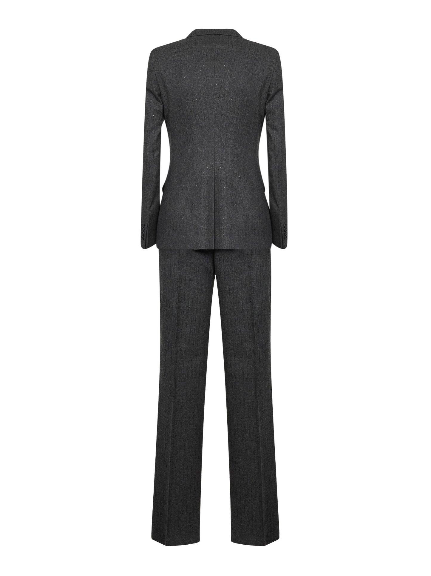Grey micro sequin pinstripe wool blend Paris suit