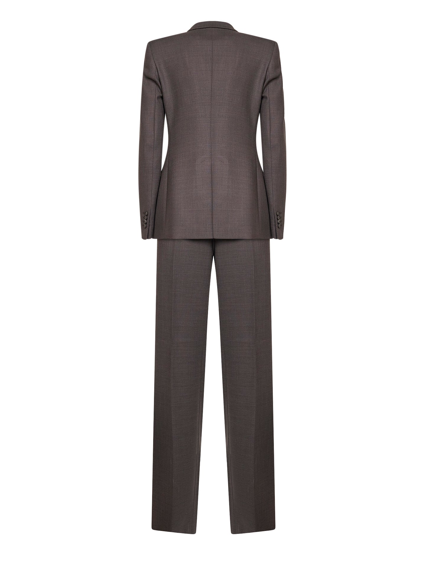 Tailleur doppiopetto in lana stretch marrone