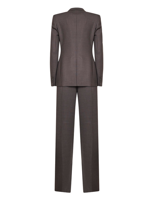 Tailleur doppiopetto in lana stretch marrone