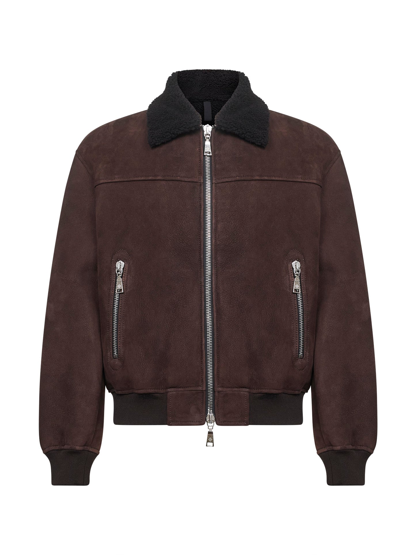 Brown sheepskin bomber jacket